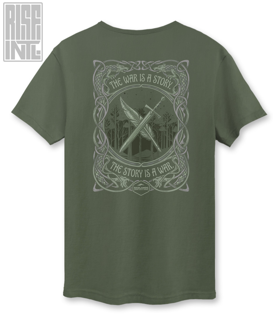 The War of Stories // Badlands Media // RISE INTL // Unisex Cotton Tee // Army Green