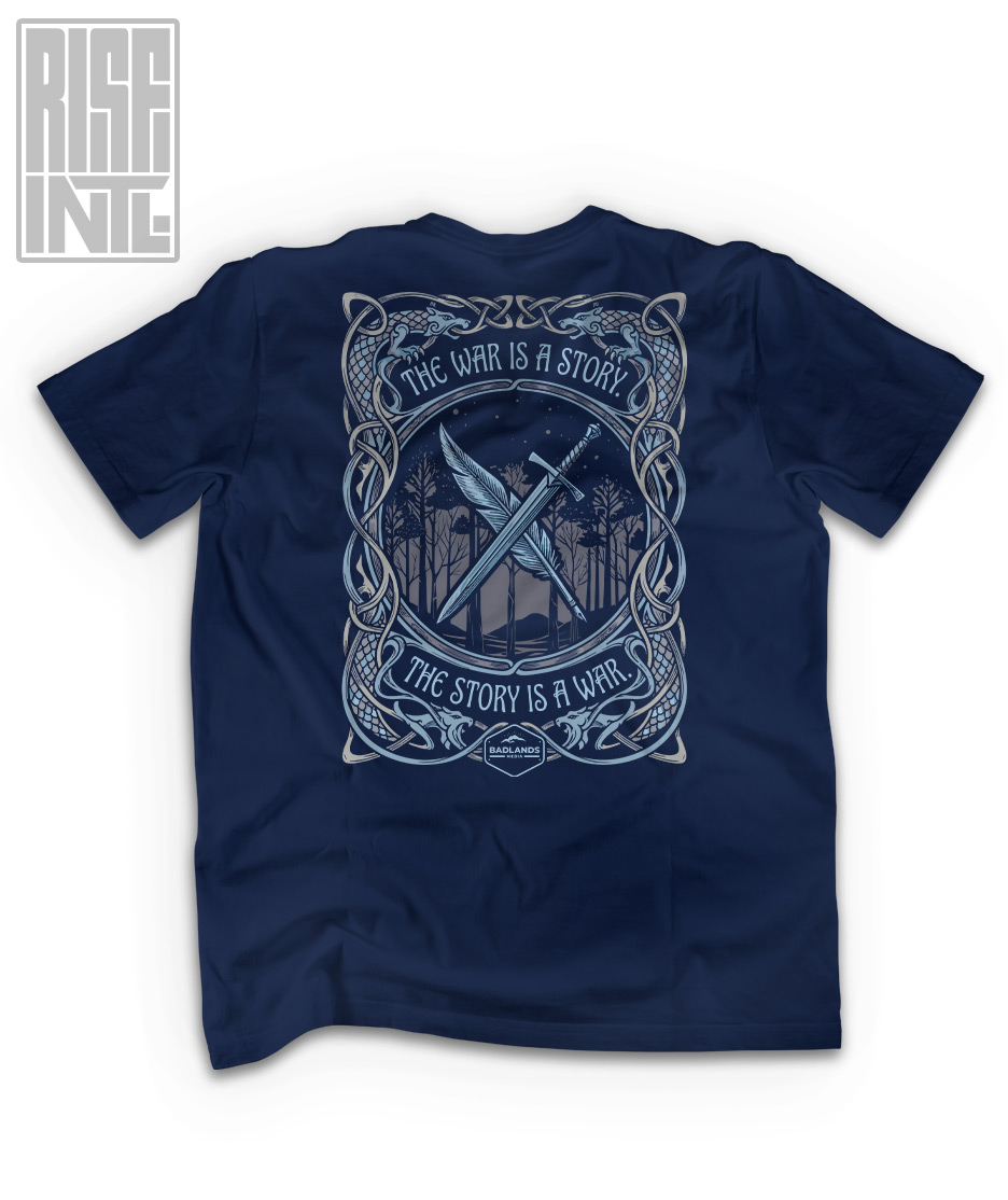 The War of Stories // Badlands Media // RISE INTL // Unisex Cotton HEAVYWEIGHT Tee // Navy Blue